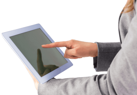 Businesswoman Using Transparent Tablet with Touch Gesture - Download Free Stock Videos Pikwizard.com