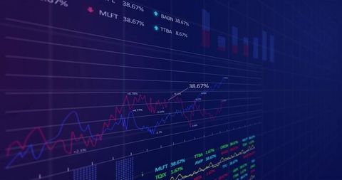 Financial Data Dashboard Displaying Dual Trend Lines, Percentage Labels Interactive Metrics