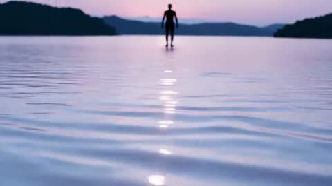 Man Balancing on Hydrofoil in Lake During Twilight Adventure