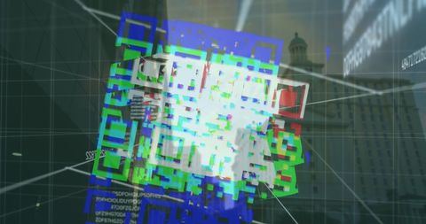 Abstract Digital QR Code with Cityscape Overlay - Download Free Stock Images Pikwizard.com