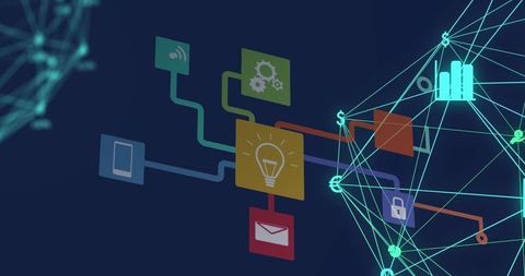 Digital Abstract with Network Connections and Technology Icons - Download Free Stock Images Pikwizard.com