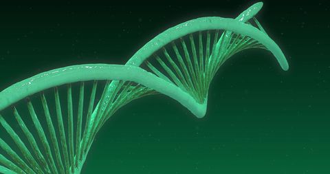 Glowing green 3d dna helix structure