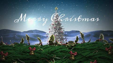 Festive Christmas Tree in Winter Wonderland Animation