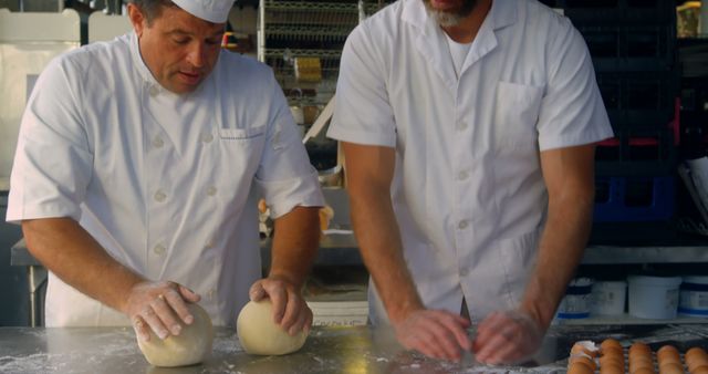 Bakers Kneading Dough in Commercial Kitchen - Download Free Stock Images Pikwizard.com