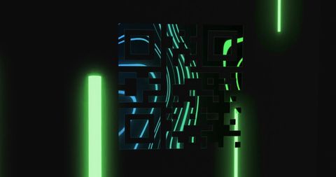 Glowing Green and Blue QR Code on Black Background - Download Free Stock Images Pikwizard.com