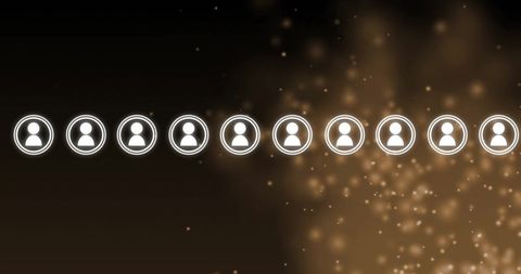 User icon row on abstract golden bokeh side view background