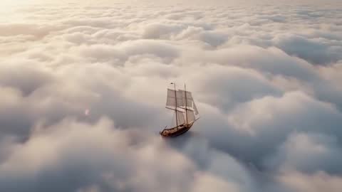 Sailing Above Clouds at Dawn: Weathering Boundless Skies