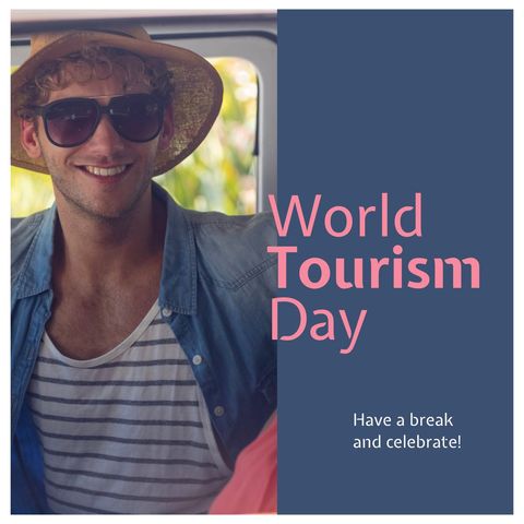 happy traveler celebrating world tourism day - Download Free Stock Templates Pikwizard.com