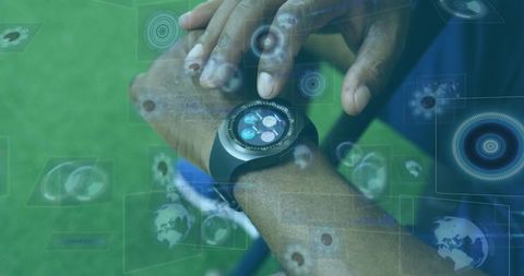 Futuristic augmented reality interface with smartwatch