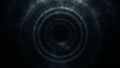 Spinning Concentric Rings Forming Core Vortex in Dark Nebula Void with Radiant Edges