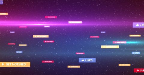 Social Media Interaction Over Cosmic Digital Background