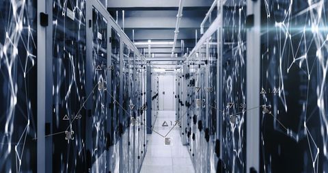 Advanced Data Analysis in Modern Server Room with Digital Interface - Download Free Stock Images Pikwizard.com
