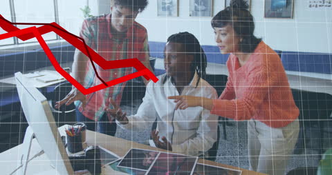 Team Analyzing Graphs in Modern Office Environment