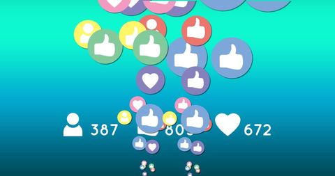 Bursting Social Media Reactions with Like and Heart Icons - Download Free Stock Images Pikwizard.com