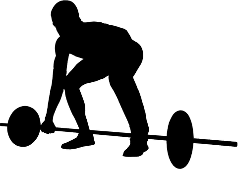 Silhouette of sportsman lifting weight on transparent background