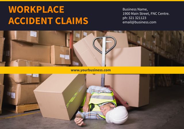Promote legal services with an impactful image of a workplace accident, highlighting the urgency of safety and compensation. Ideal for law firms specializing in personal injury or workers' compensation claims.