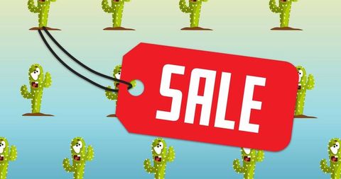 Bright Cactus Pattern with Bold Red Sale Tag