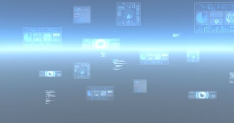 Futuristic Digital Interface with Floating Data Screens - Download Free Stock Images Pikwizard.com