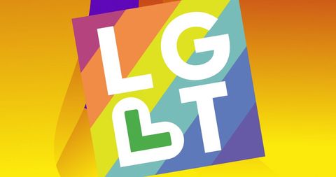 LGBT Rainbow Text on Vibrant Yellow Gradient Background - Download Free Stock Images Pikwizard.com