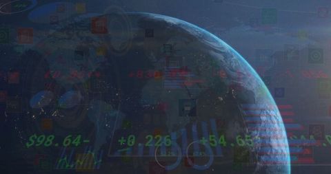 Digital Data Overlay on Earth from Space: Global Business Concept - Download Free Stock Images Pikwizard.com