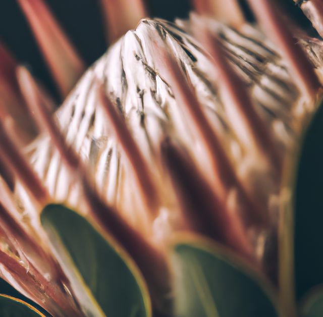 Close up of protea created using generative ai technology. Flowers, colour and nature concept, digitally generated image.