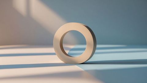 Minimalist Beige Ring with Parallel Shadows on Two-Toned Background