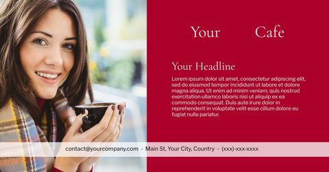 Cozy Café Experience with Warm Beverage and Smiling Woman