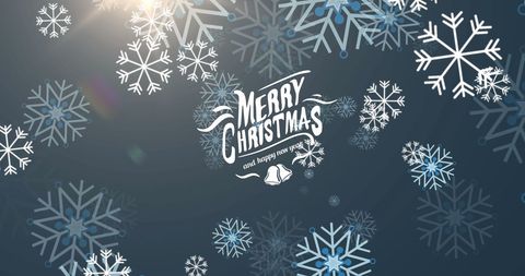 Merry Christmas and New Year Greetings with Falling Snowflakes