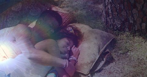 Outdoor Couple Cuddling, Embracing Nature's Serenity