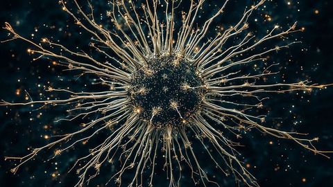 Radiating Abstract Sphere with Golden Filaments in Cosmic Space