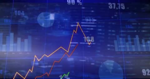 Financial Analysis Dashboard with Rising Graph Lines on Digital Interface