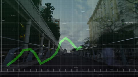 Data and Cityscape Fusion Illustrating Global Business Growth