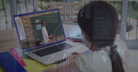 Girl Engaging in Online Class Through Laptop