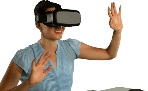 Transparent Multi-Ethnic Woman Enjoying Virtual Reality Experience - Download Free Stock Videos Pikwizard.com