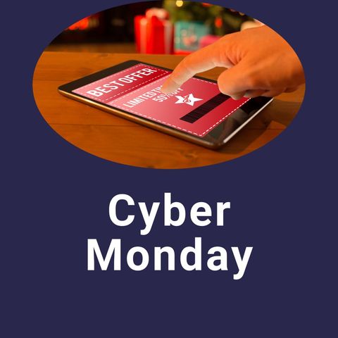 cyber monday promotion with online shopping on tablet - Download Free Stock Templates Pikwizard.com