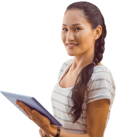 Confident Professional Woman with Tablet on Transparent Background - Download Free Stock Videos Pikwizard.com