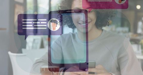 Person engaging in online communication via smartphone