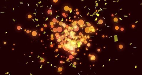 Bright Gold Confetti Over Central Glowing Lights