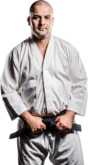 Portrait of Martial Artist Tightening Karate Belt Transparent Background - Download Free Stock Videos Pikwizard.com