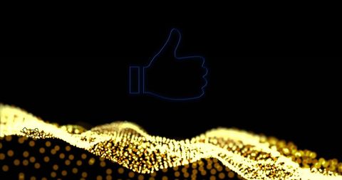 Glowing Thumbs Up Icon with Dynamic Digital Wave - Download Free Stock Images Pikwizard.com