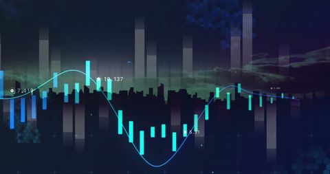 Global Business Dashboard Overlay on Urban Skyline Background - Download Free Stock Images Pikwizard.com