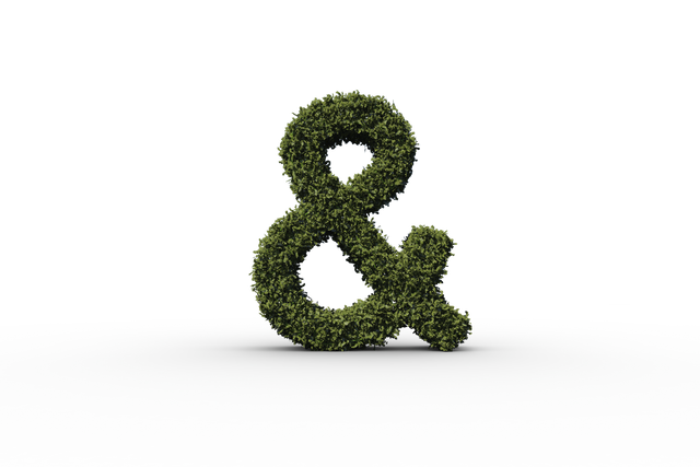 Ampersand symbol covered in green foliage on transparent background - Download Free Stock Videos Pikwizard.com