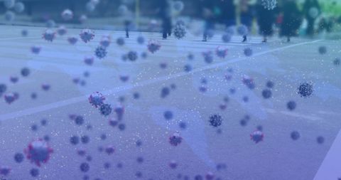 Overlay of Coronavirus on Busy Urban Street