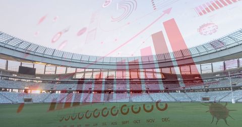 Digital Financial Analytics Overlay on Empty Stadium