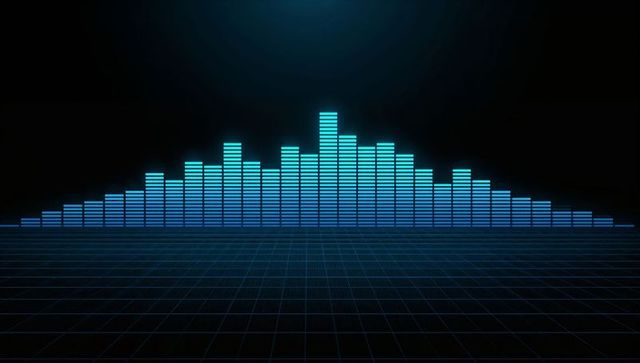 Futuristic digital equalizer with neon grid background
