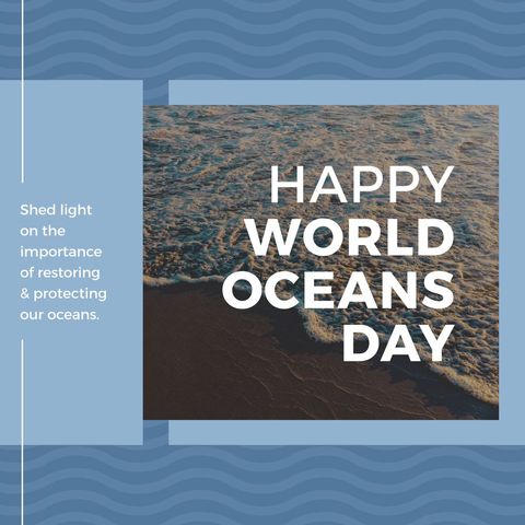 World Oceans Day Seaside Awareness Message - Download Free Stock Templates Pikwizard.com