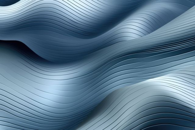 Wave-like patterns create futuristic smooth metallic texture; suitable for backgrounds, digital graphics, and design projects needing a contemporary, elegant touch.