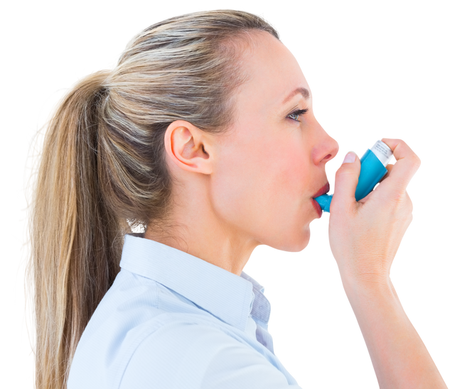 Transparent Image of Woman Using Asthma Inhaler - Download Free Stock Videos Pikwizard.com