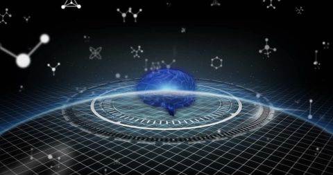 Futuristic Brain and Molecular Network in Digital Grid - Download Free Stock Images Pikwizard.com