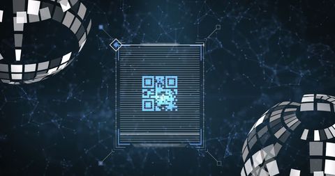 Futuristic QR Code with Digital Network Background - Download Free Stock Images Pikwizard.com